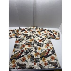 Newport Blue Men's X-Large Multicolor S/S Shirt World War II Aircraft Airplane